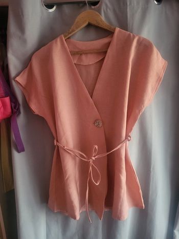 Blouse manches courtes rose
