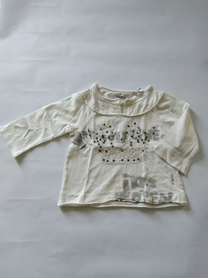 tee shirt blanc ikks avec strass fille 3 mois