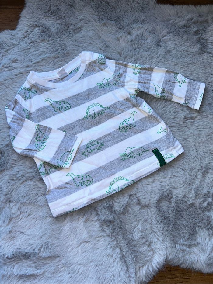 T-shirt à manches longues rayé dinosaures - 6 mois - Tex Baby