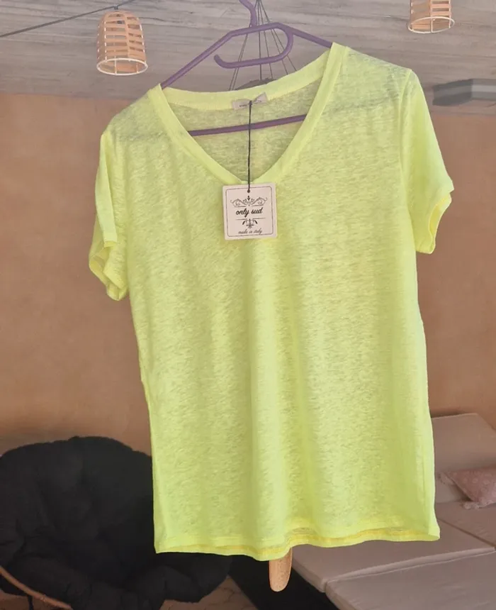 T-shirt Only Sud jaune fluo neuf avec étiquette - photo numéro 5