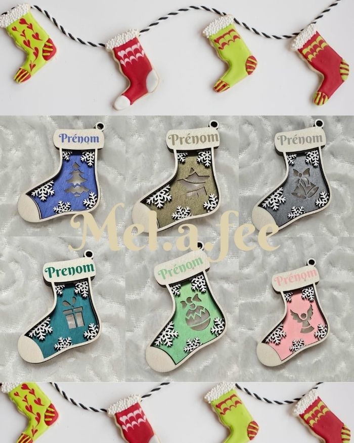 Ornement de noen en bois chaussette