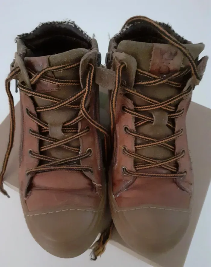 Chaussures montantes en cuir double fermeture marron cognac Nörvik 33 - photo numéro 3