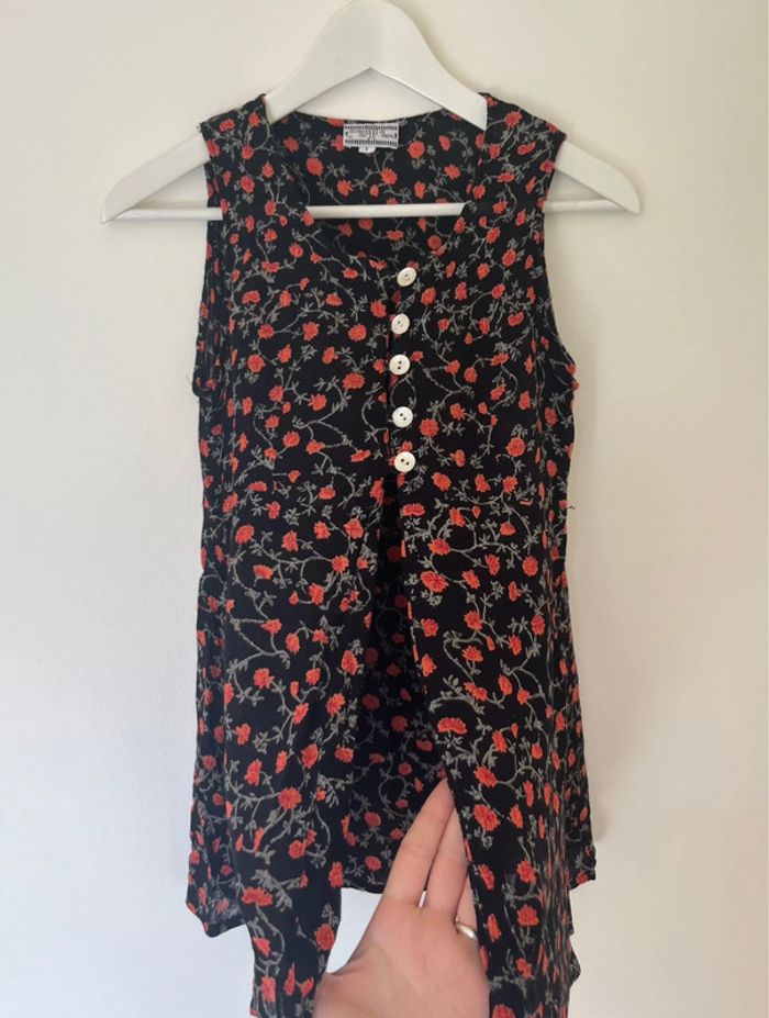 top à fleurs vintage - style romantique coquette champêtre- cute girly flower top - photo numéro 7