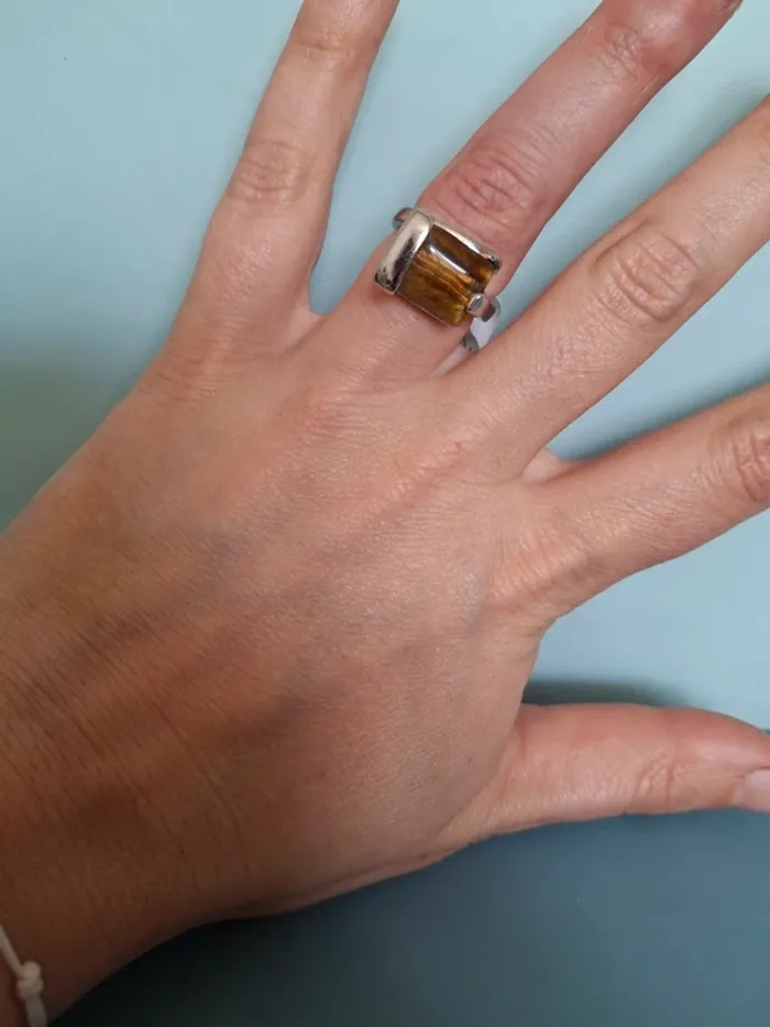 Bague Œil de tigre - Taille 16 - photo numéro 5