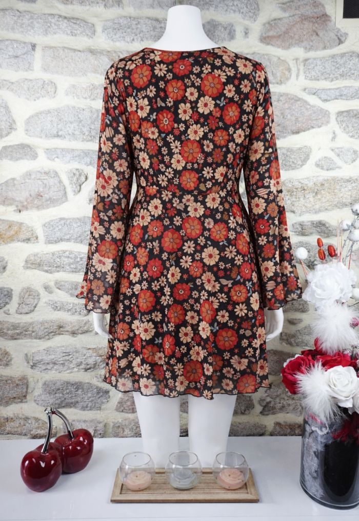 Robe bohème manches longues transparentes multicolore Femme taille 52 marque Boohoo 🪷 - photo numéro 2