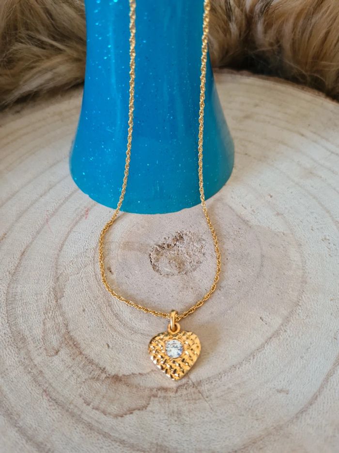 Collier avec pendentif coeur doré vintage - photo numéro 2