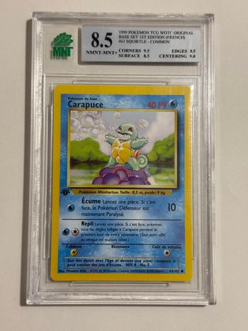 Carte Pokemon Carapuce 63/102 Set de Base Edition 1 MNT 8.5