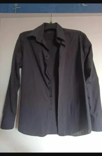 chemise manches longues noire à rayures noire stone park taille S