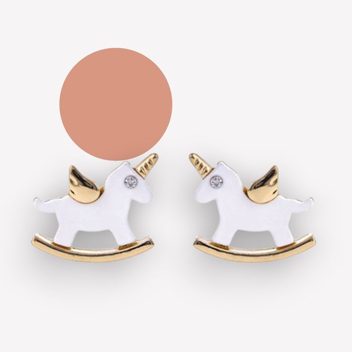 Clips d’oreilles licorne dorés et blancs