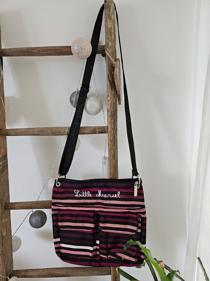 Sac en bandoulière Little Marcel rayé rose et noir - photo numéro 2