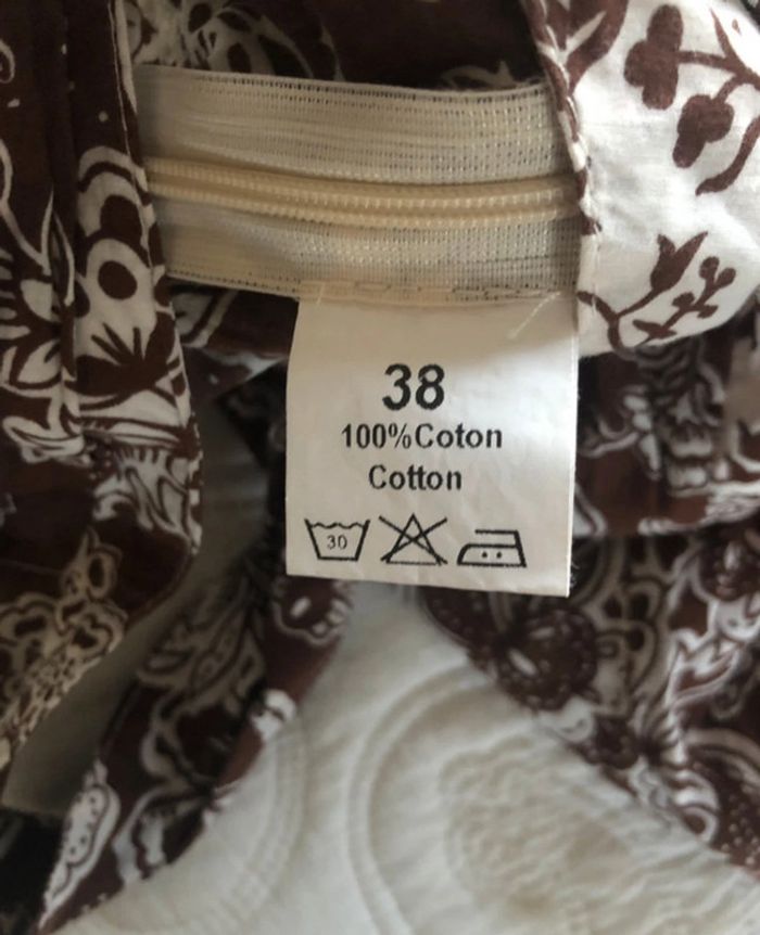 306- Robe fleurie blanc marron - photo numéro 5