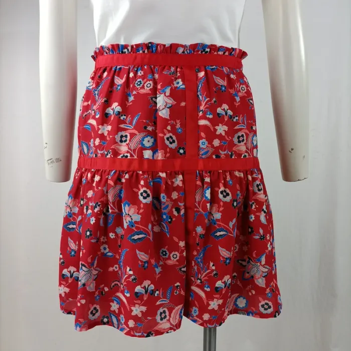 Jupe courte rouge imprimée fleuri - Liu Jo Milano - Taille 42 (estimé) - LE A968 - photo numéro 3