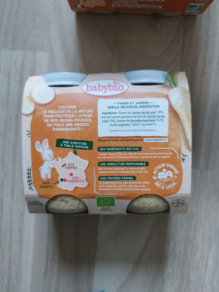 3*2 petits pots baby bio jambon panais + 1*2 carotte poulet fermier - photo numéro 3