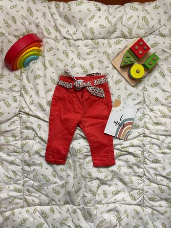 pantalon en toile corail taille réglable avec ceinture en tissu 6 mois obaibi
