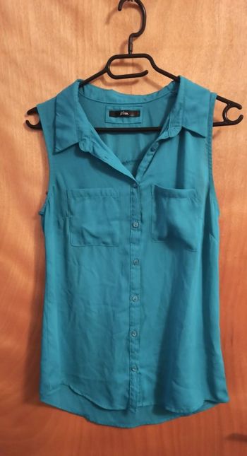 Chemisier fluide vert sans manches Mim