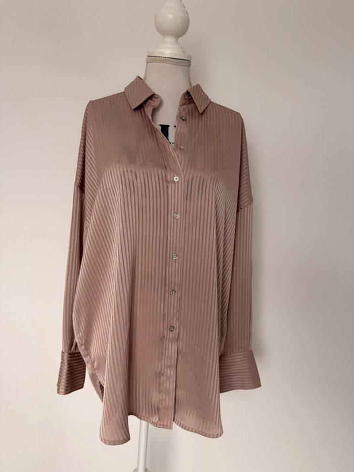 Chemise Zara M camisa satin blouse fluide Camicia Overhemd folder Blusa Camicetta Raso rose - photo numéro 3