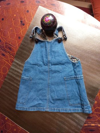 Robe salopette type jean doublé fleurs 12 mois