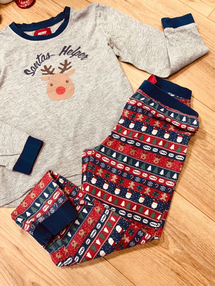Taille 8 ans pyjama Noël garçon Merry gris bleu rouge * cerf * 🎄 - photo numéro 4