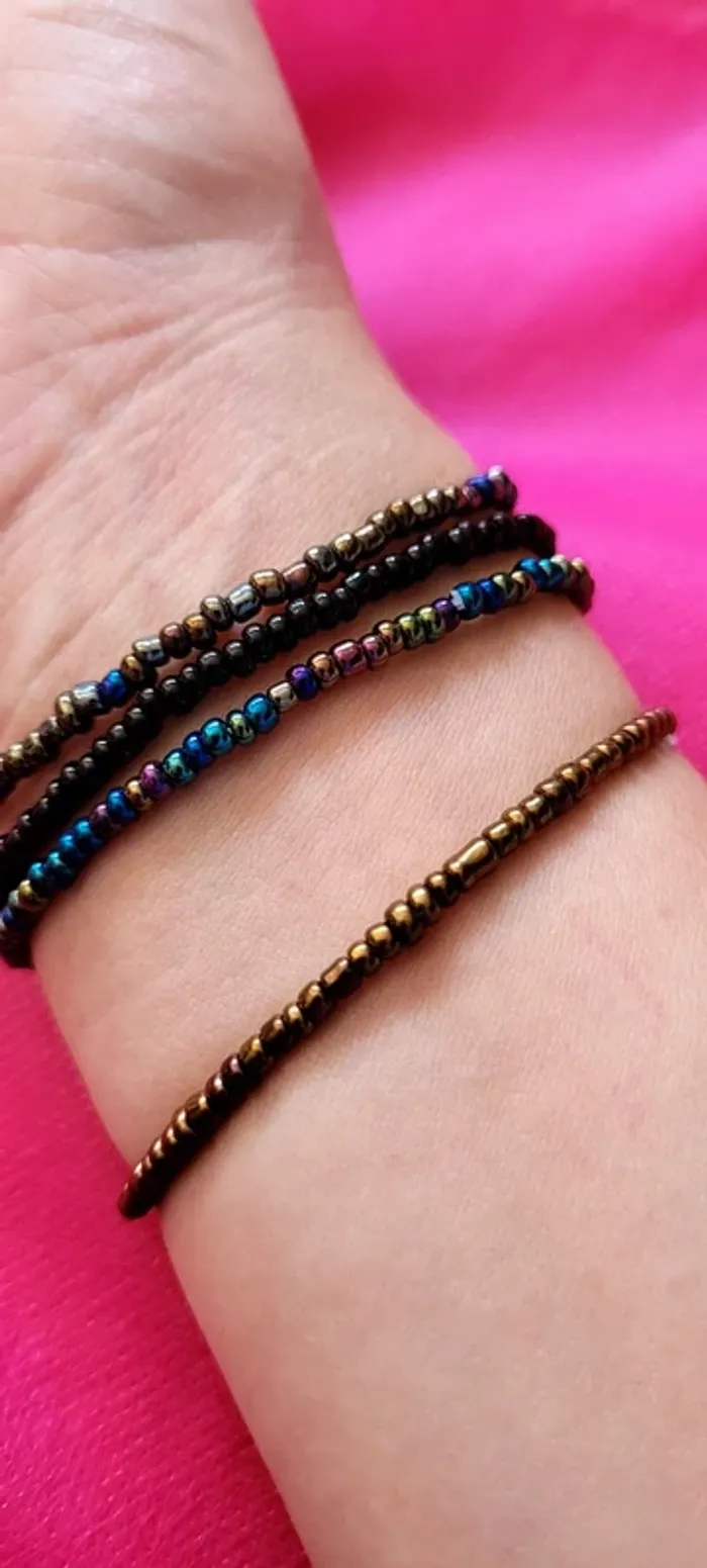 Lot de bracelets cœur doré perles de rocailles multicolore - photo numéro 2