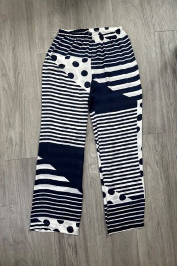 Pantalon fluide à rayures bleu marine et blanc Vintage T36 S