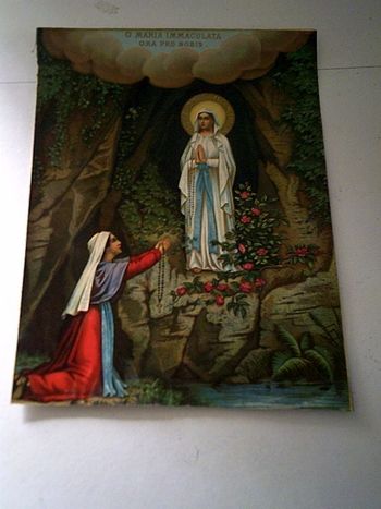 Photo  Sainte Vierge en papier Vintage
