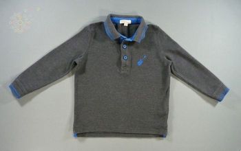 Tee-shirt polo manches longues gris bleu guitare Du Pareil Au Même 3 ans 98 cm garçon