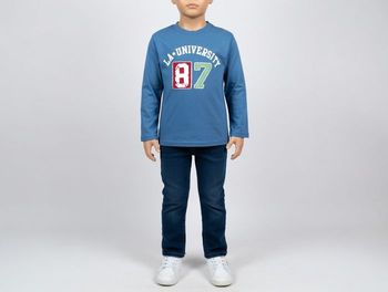 T shirt manches longues bleu Taille 138-10 ans OKAOU