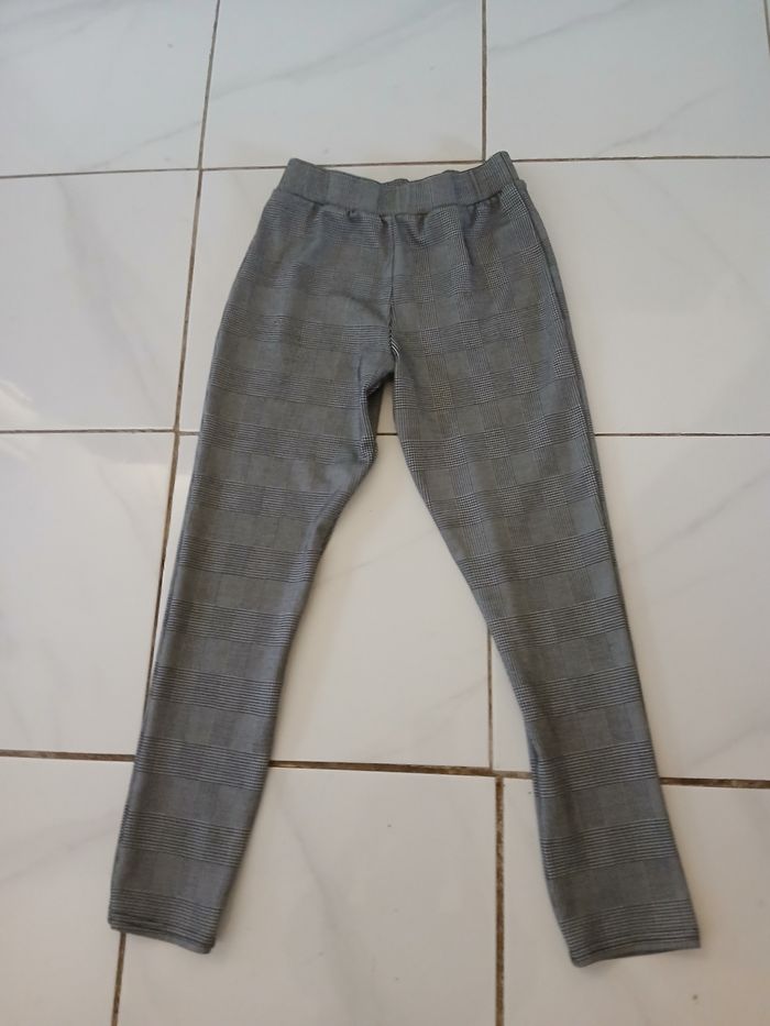 Pantalon fille a carreau couleur gris matiere polyster - photo numéro 4