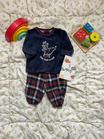pyjama 2 pièces en velours marine et rouge 3 mois obaibi