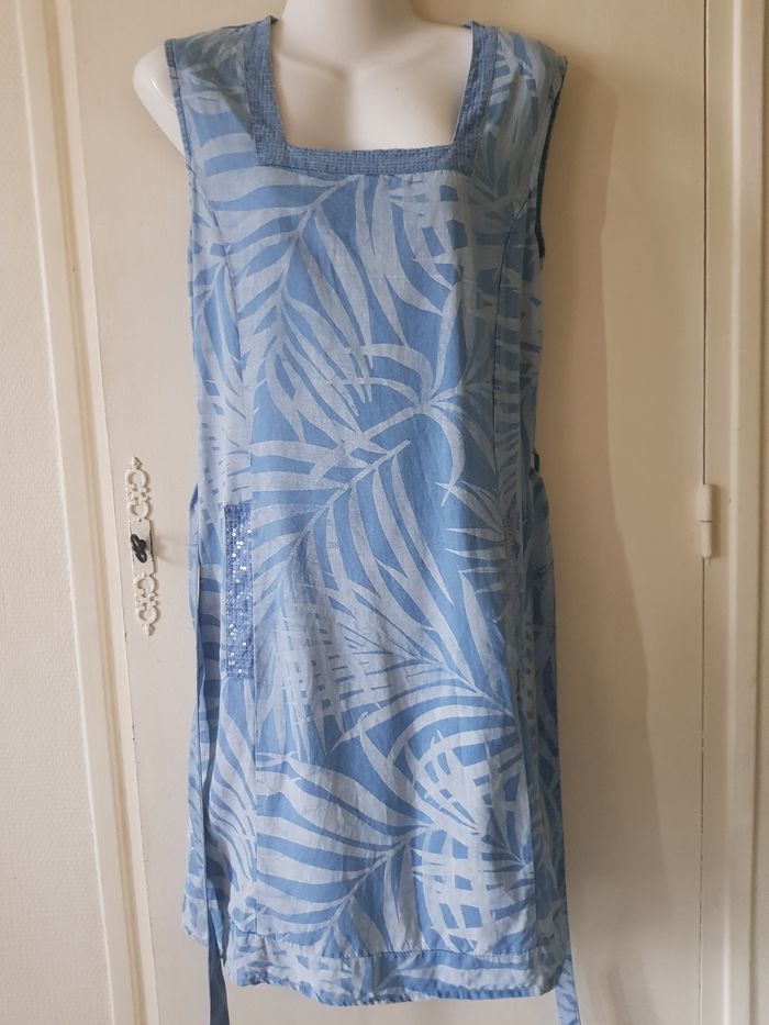 Robe d’été bleue Christine Laure – fluide, ceinturée, très bon état - photo numéro 1