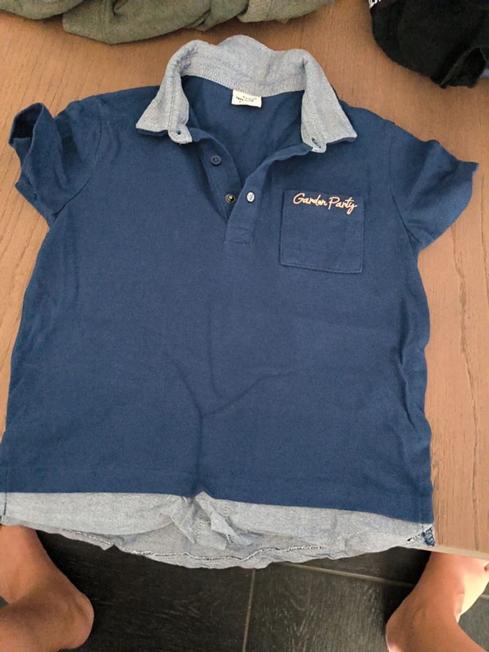 Polo manches courtes effet chemise