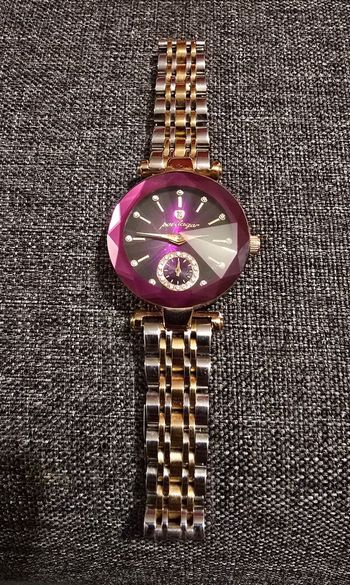 Montre Bijou Podeagar Quartz Étanche Argenté Doré Violet Très Bon État