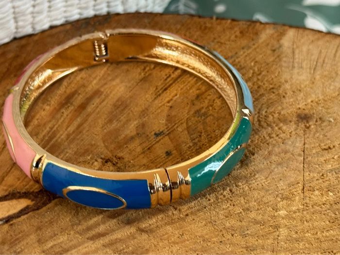 Jonc qui s’ouvre Mile  Mila acier inoxydable or résine multicolore - photo numéro 7