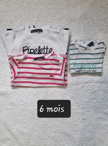 Lot Tee-shirt Fille Week-end à la mer 6M