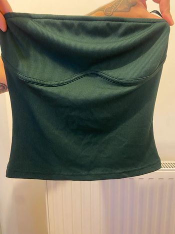Top bustier côtelé vert sapin