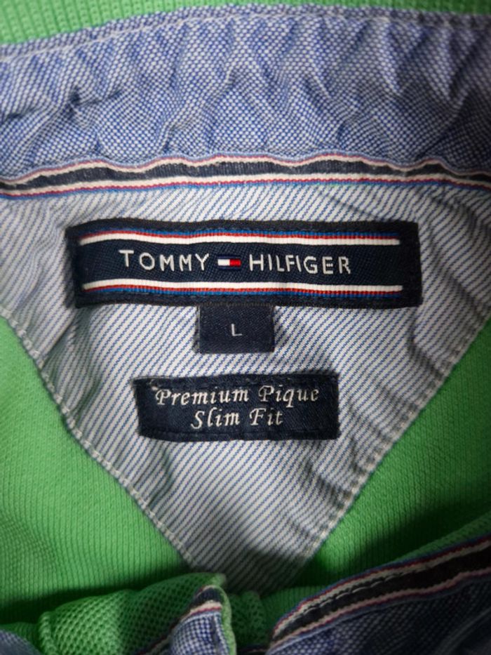 Polo Tommy Hilfiger Manches courtes - Vert Menthe logo brodé - Taille L Hommes - 100% Coton - photo numéro 4