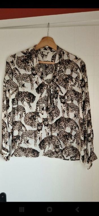 Blouse blanc crème panthères H&M