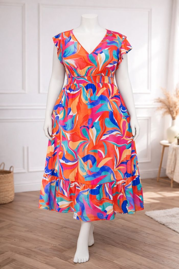 Robe longue aura vibrante du lagon et du corail Femme taille 54 marque Boohoo 💍 - photo numéro 5