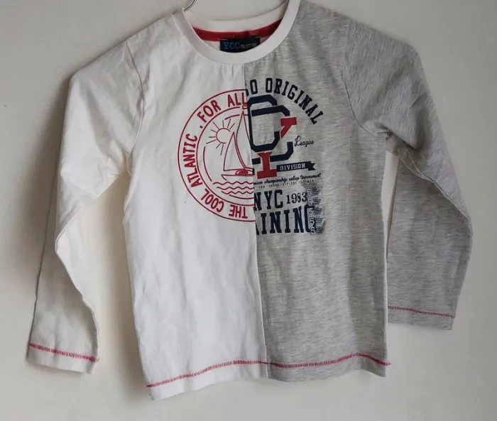 Tee-shirt manches longues garçon YCC - Taille 5 ans, neuf, style bicolore