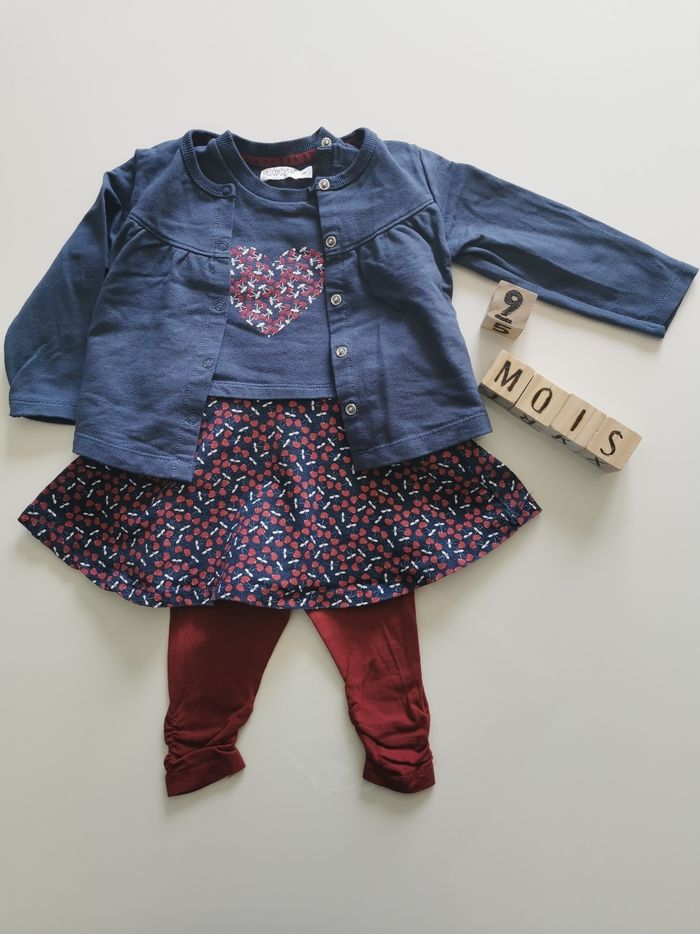Ensemble bleu/bordeaux Dirkje