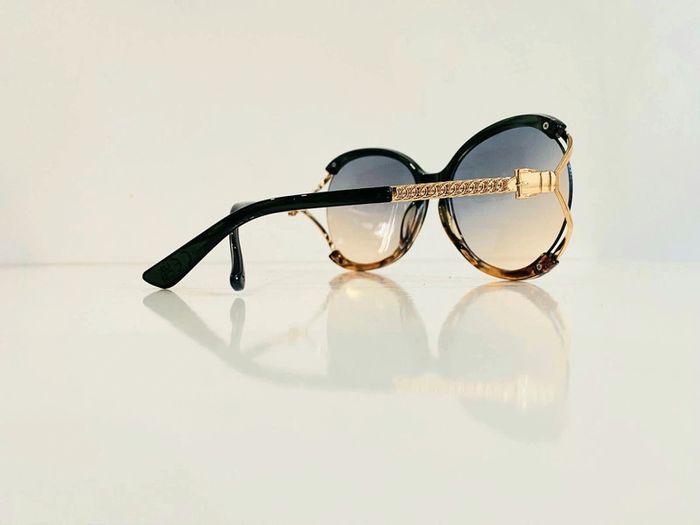 Lunette de soleil femme verte dorée et marron léopard verres dégradés UV protection cat 2 - photo numéro 5