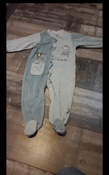 Grenouillere bleu gris pingouin