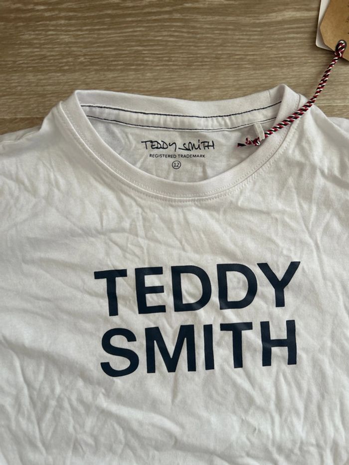 T-shirt blanc logo navy Teddy Smith 12ans - photo numéro 2