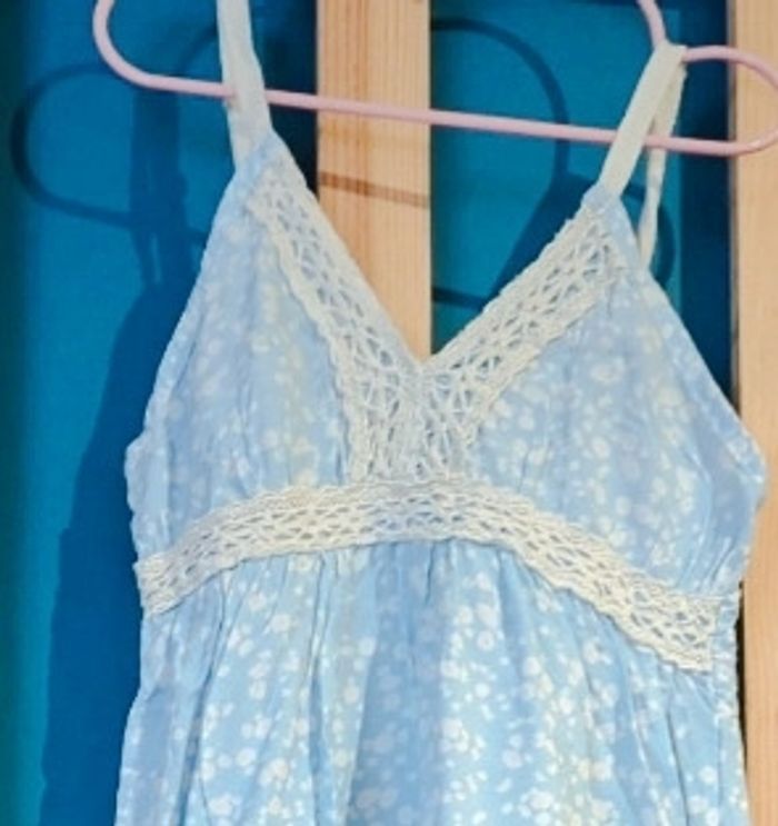 5 ans sergent major robe été bleu ciel a pois blanc /Excellent état - photo numéro 5