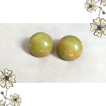 Boucles d’oreilles vintage rondes vert céladon - Clip