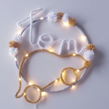 Décoration murale prénom personnalisé tricotin fait main guirlande lumineuse chambre bébé