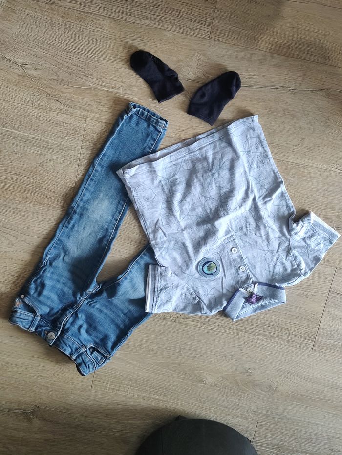 Ensemble 2 pièces jean et polo Sergent Major Okaidi Vertbaudet Taille 3 ans