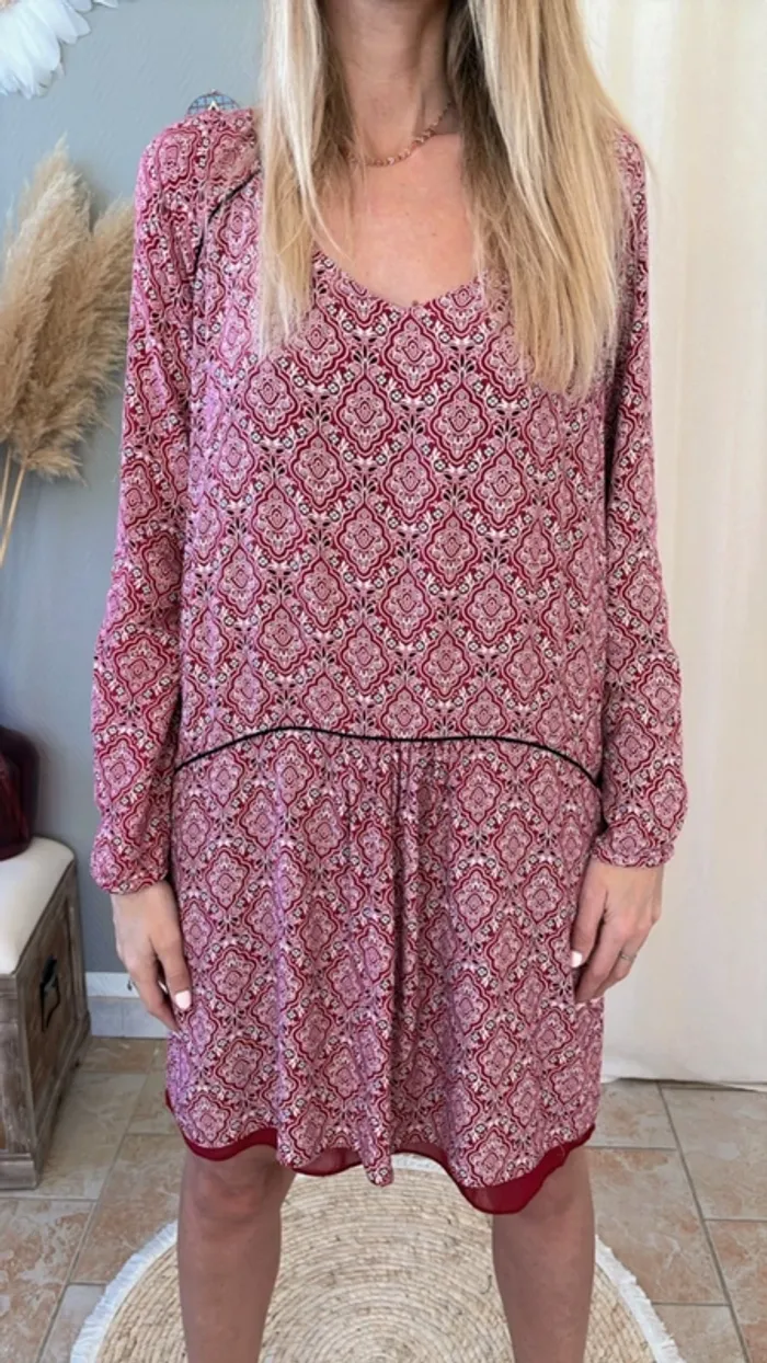 Robe rouge à motifs taille 38 Sud Express - photo numéro 2