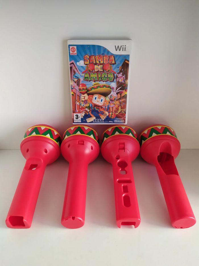 Lot 4 maracas + jeu Samba de Amigo SEGA Nintendo Wii officiel PAL