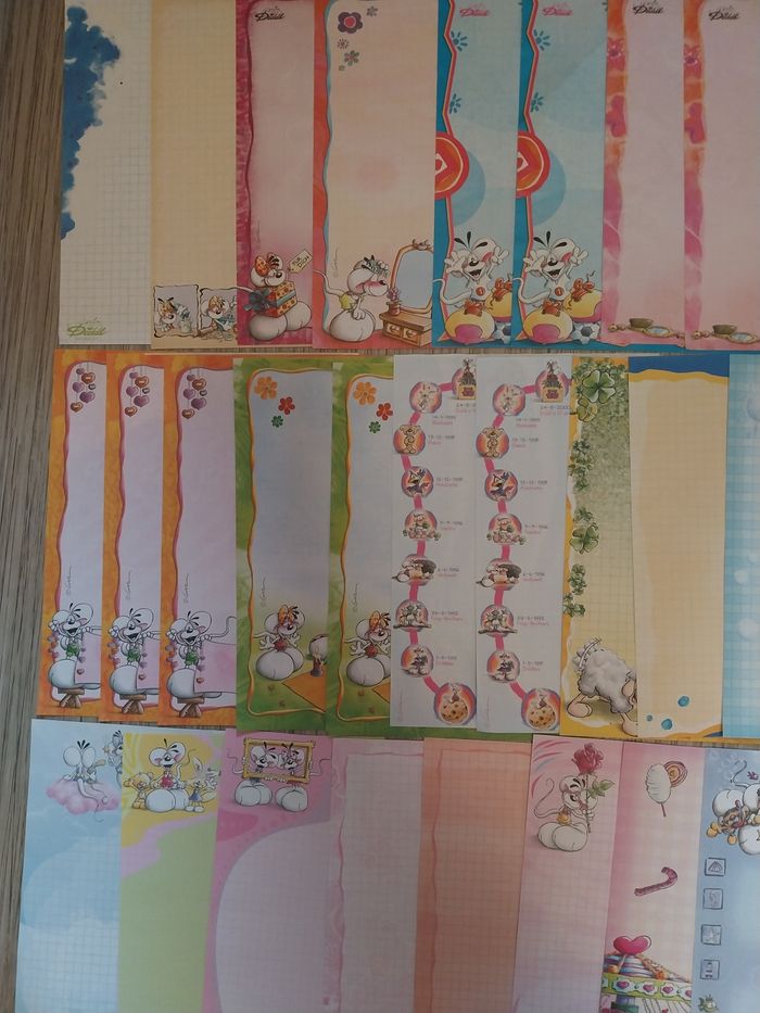 Grand Lot de 58 Feuilles Diddl A5 + 2 Enveloppes Vintage - photo numéro 2